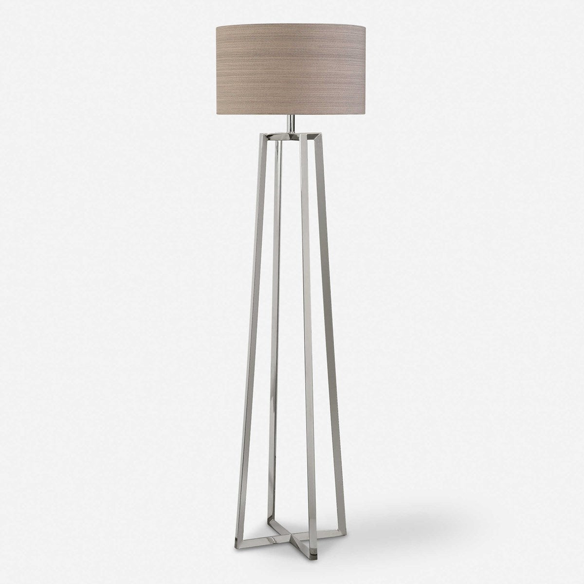 Uttermost Keokee Polished Steel Floor Lamp With Taupe Linen - Image 3