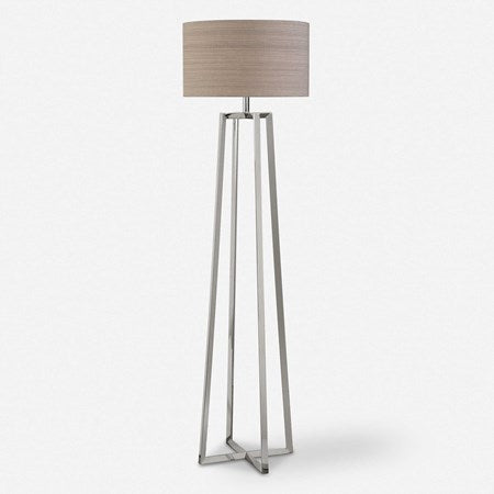 Uttermost Keokee Polished Steel Floor Lamp With Taupe Linen - Image 2