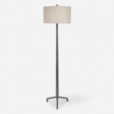 Uttermost Ivor Cast Iron Floor Lamp With Beige Linen Shade - Image 2