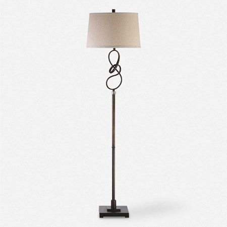 Uttermost Tenley Rubbed Bronze Floor Lamp With Beige Linen Shade - Image 2