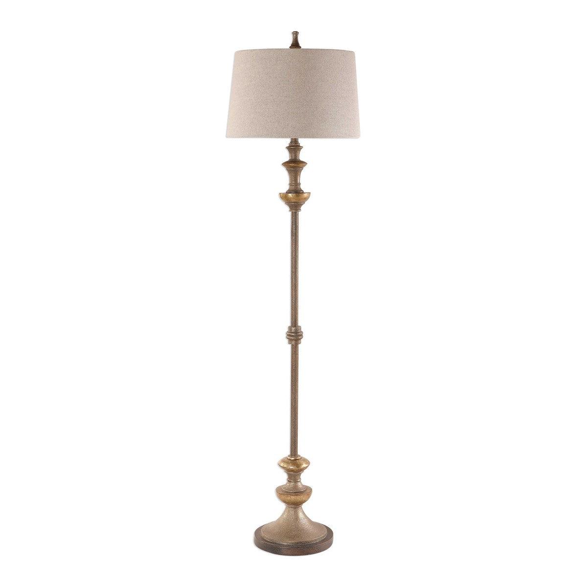 Uttermost Vetralla Antiqued Silver Floor Lamp With Ivory Linen Shade - Image 3