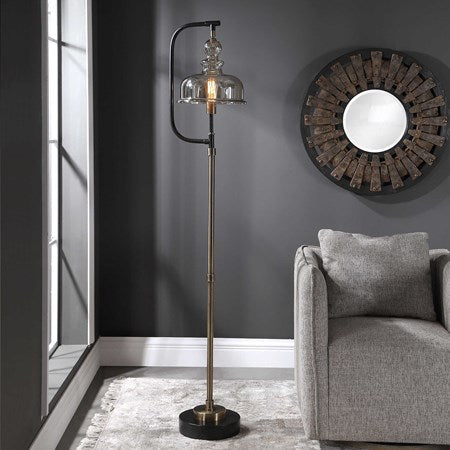 Uttermost Elieser Floor Lamp With Amber Glass Shade - Image 1
