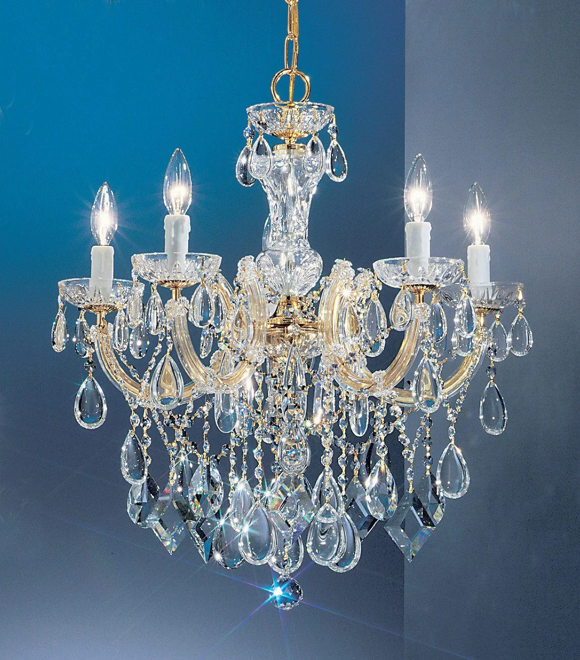 5 Light maria theresa crystal chandelier with clear crystal and Chrome finish - Image 1