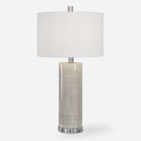 Uttermost Zesiro Gray Glazed Ceramic Table Lamp With White Linen Shade - Image 2
