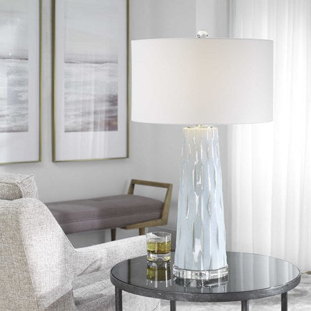 Uttermost Brienne Light Powder Blue Ceramic Table Lamp With White Linen Shade - Image 2