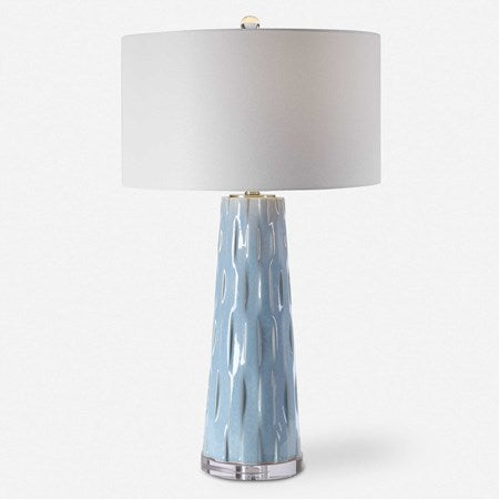 Uttermost Brienne Light Powder Blue Ceramic Table Lamp With White Linen Shade - Image 3
