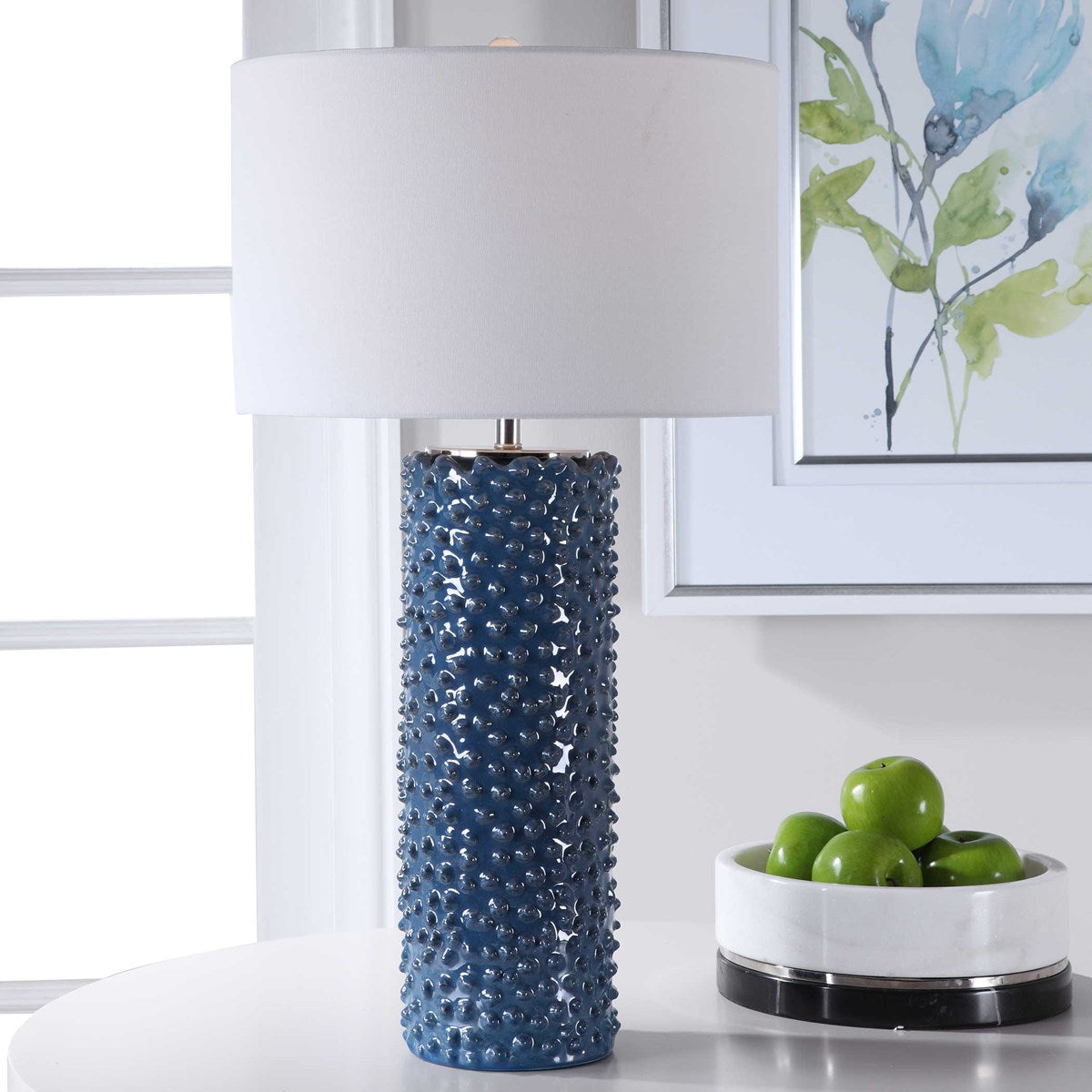 Uttermost Ciji Indigo Blue Table Lamp With White Shade - Image 1