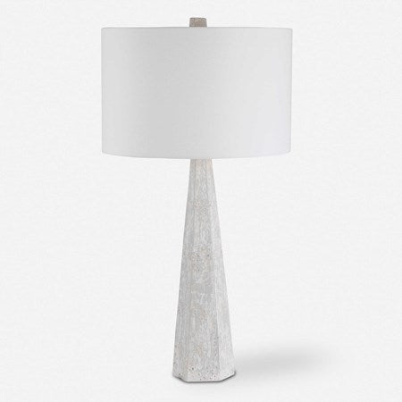 Uttermost Apollo Off-White, Light Gray and Taupe Textured Table Lamp With White Linen Drum Shade - Image 3
