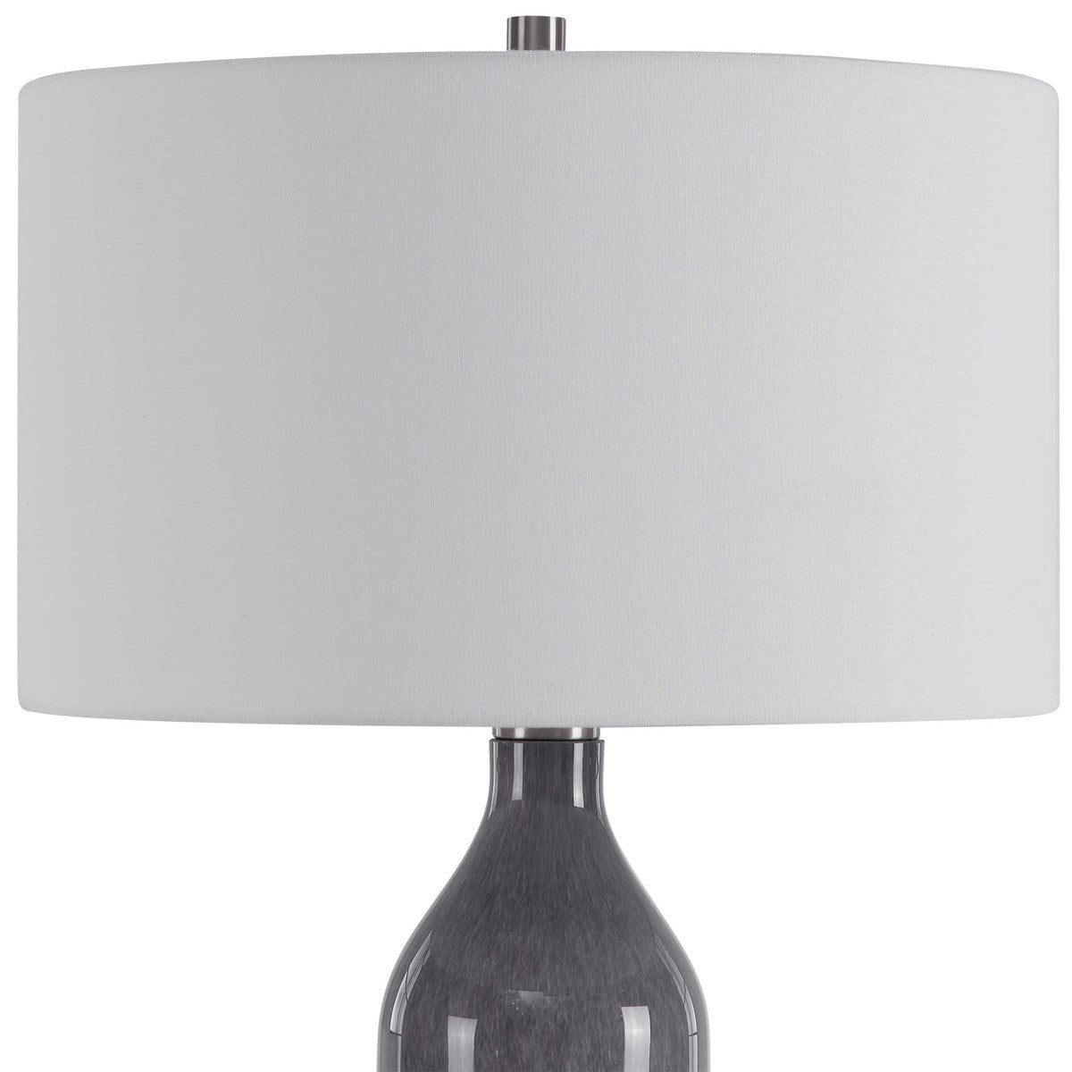Uttermost Natasha Light Gray and Frosted White Ombré Table Lamp With White Shade - Image 3