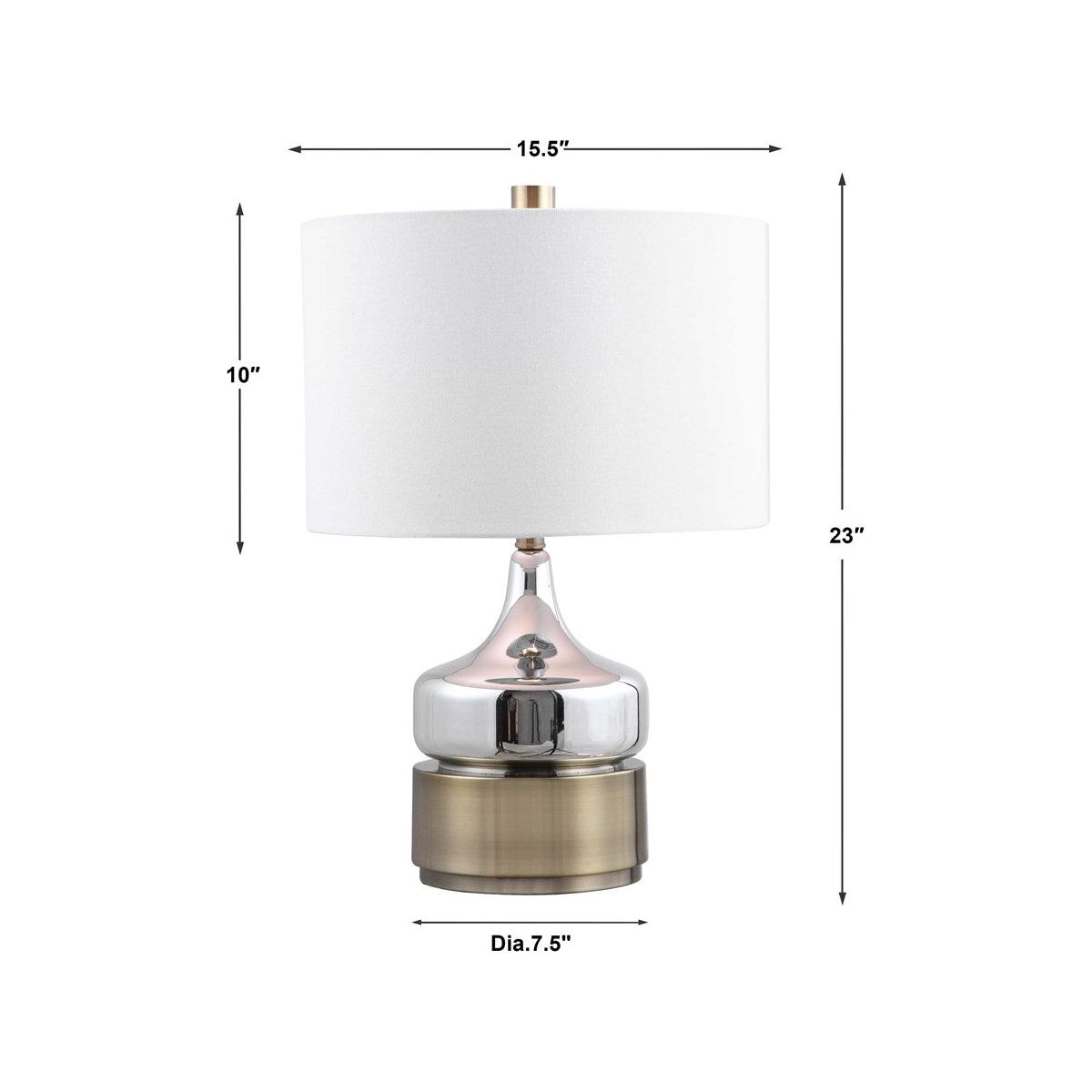 Uttermost Como Chrome Glass Table Lamp With White Linen Shade - Image 3