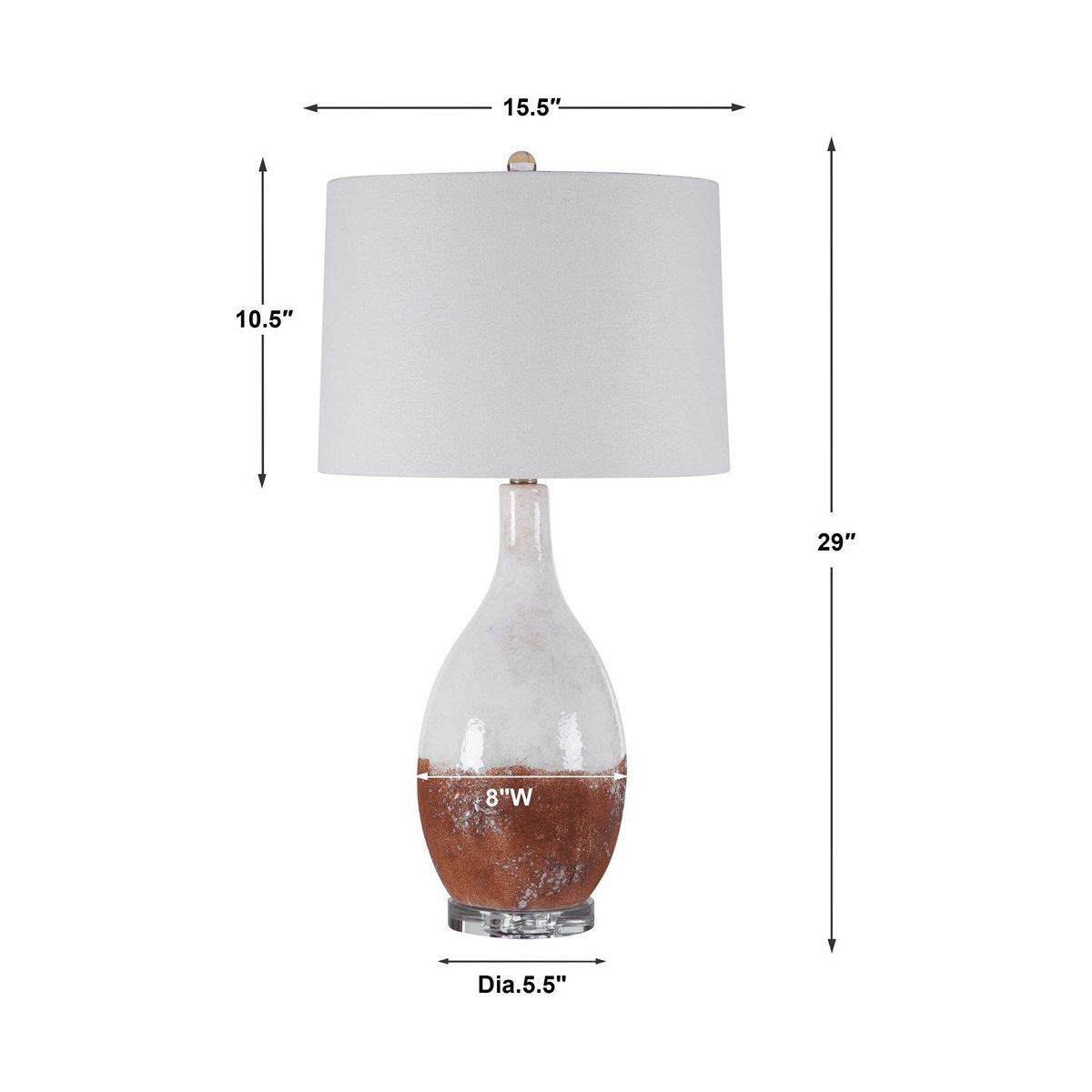 Uttermost Durango Terracotta Rust Ceramic Table Lamp With White Linen Shade - Image 3