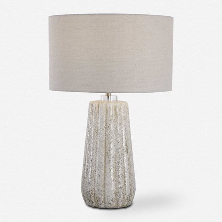 Uttermost Pikes Taupe Glazed Ceramic Table Lamp With Light Gray Shade - Image 2