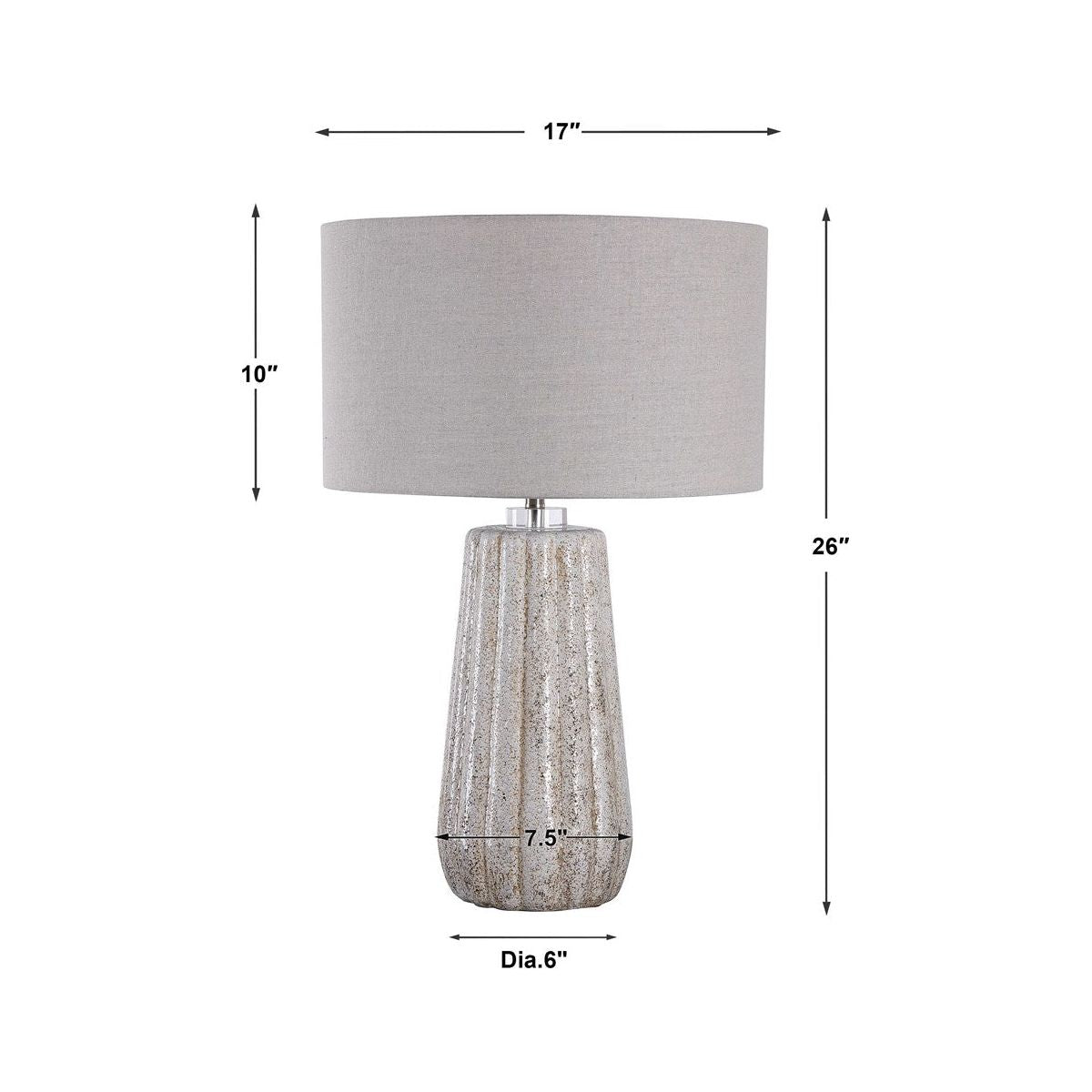 Uttermost Pikes Taupe Glazed Ceramic Table Lamp With Light Gray Shade - Image 3