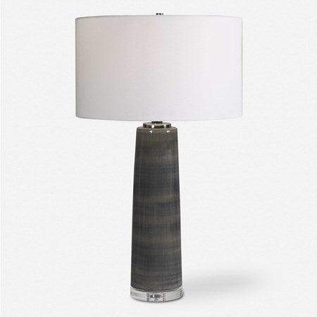 Uttermost Seurat Charcoal Gray Ceramic Table Lamp With White Linen Shade - Image 2