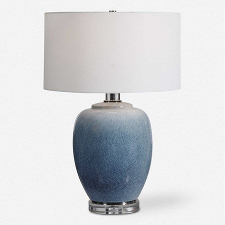 Uttermost Blue Waters Ombré Ceramic Table Lamp With White Linen Drum Shade - Image 2