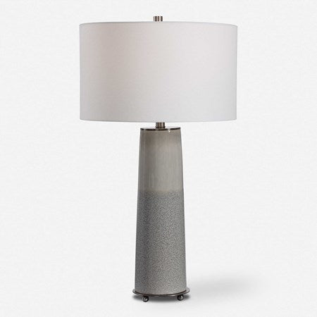 Uttermost Abdel Light Gray Glaze Ceramic Table Lamp Wth Off White Drum Shade - Image 2