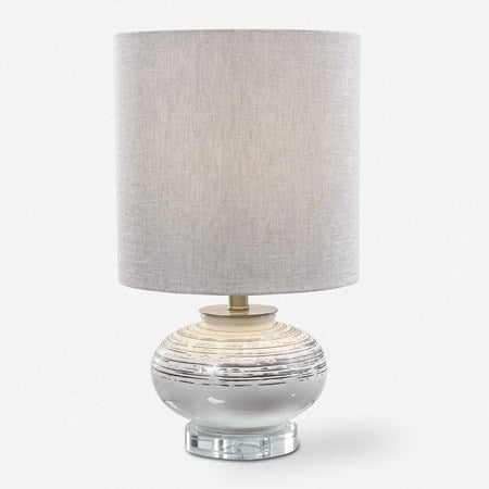 Uttermost Lenta Off-White Ceramic Accent Lamp With Oatmeal Linen Shade - Image 2