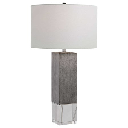 Uttermost Cordata Light Gray Table Lamp With White Drum Shade - Image 2