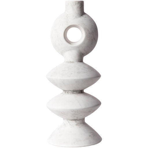 Surya Yagya Collection Modern Brushed Matte White Ceramic Vase YAG-005 - Image 2