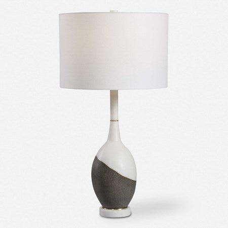 Uttermost Tanali Charcoal and Polished White Table Lamp With White Shade - Image 2