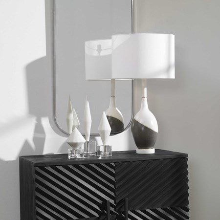 Uttermost Tanali Charcoal and Polished White Table Lamp With White Shade - Image 3
