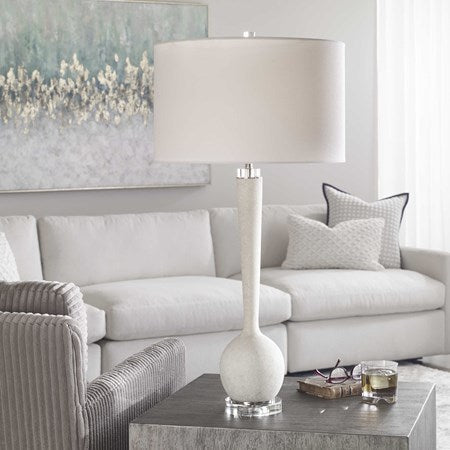 Uttermost Kently Ivory Stone Table Lamp With White Shade - Image 1