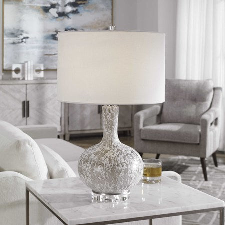 Uttermost Turbulence White, Black and Gray Glass Table Lamp With White Shade - Image 3