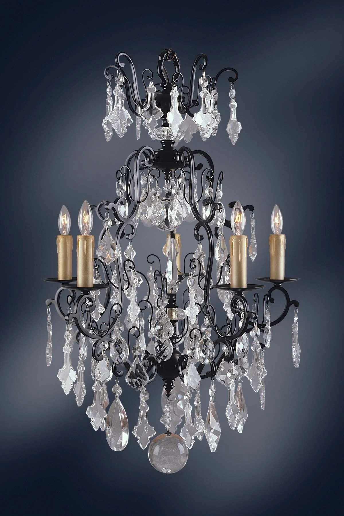 5 Light Versailles crystal Chandeliers dressed with crystal pendants - Image 1