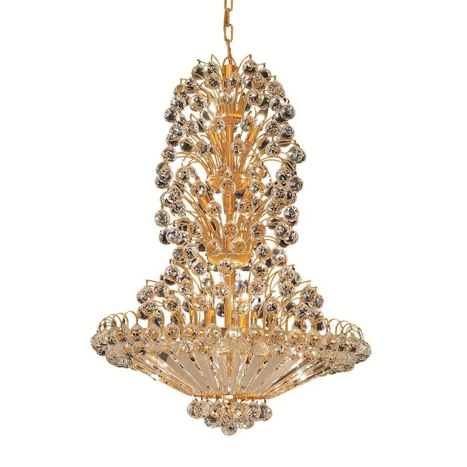 Sirius Gold Fourteen-Light 28-Inch Chandelier with Royal Cut Clear Crystal - Image 1