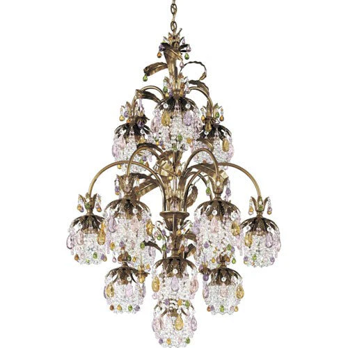 Rondelle Etruscan Gold 13-Light Soft Jewel Vintage Crystal Chandelier, 28W x 42.5H x 28D - Image 1
