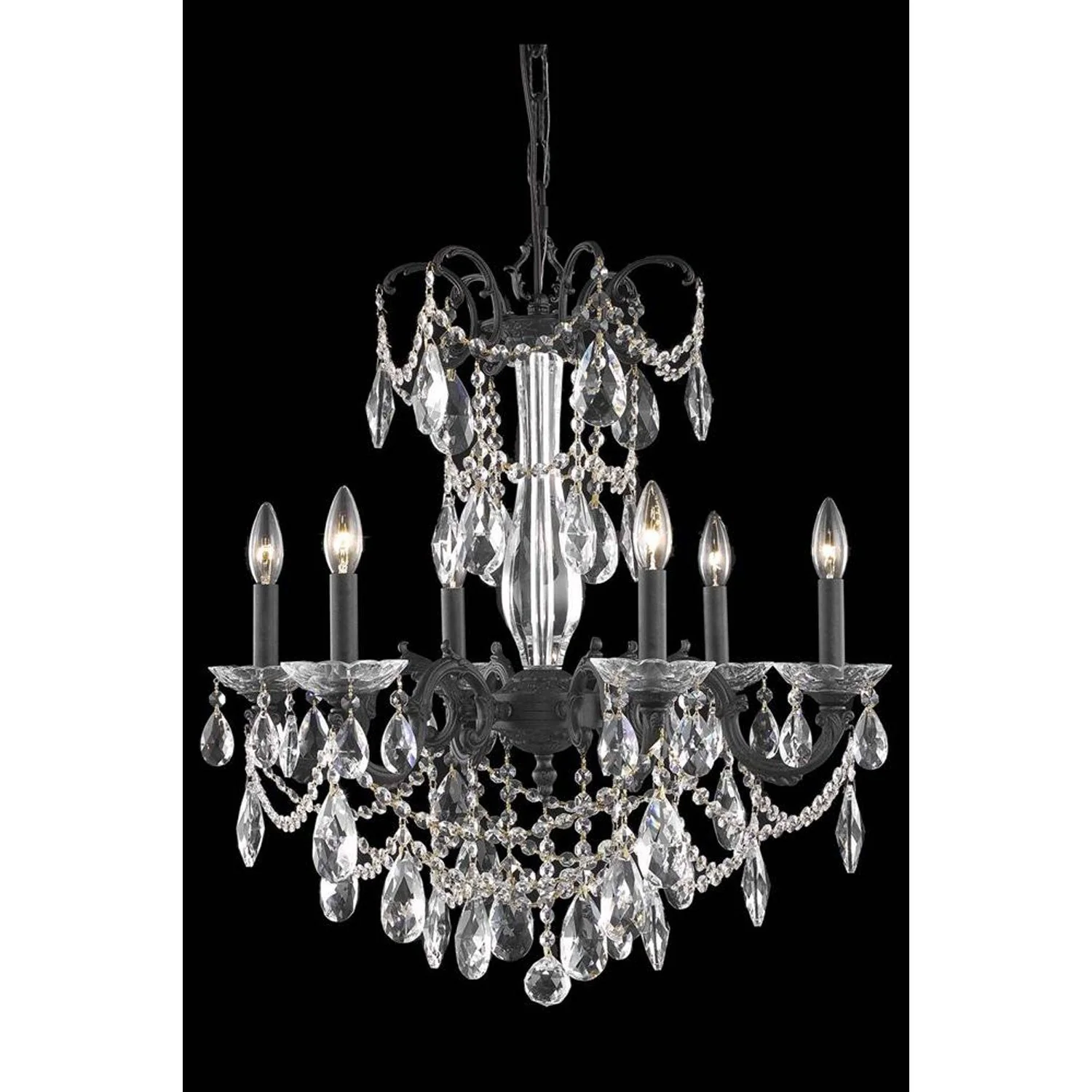 Athena Dark Bronze Six-Light Chandelier with Clear Royal Cut Crystal - Image 1