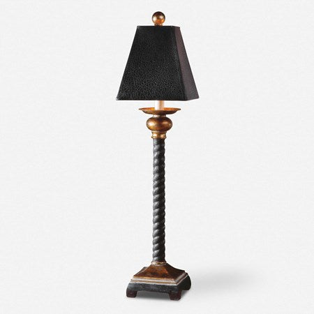 Uttermost Bellcord Buffet Lamp With Antiqued Black Crackle Shade - Image 1