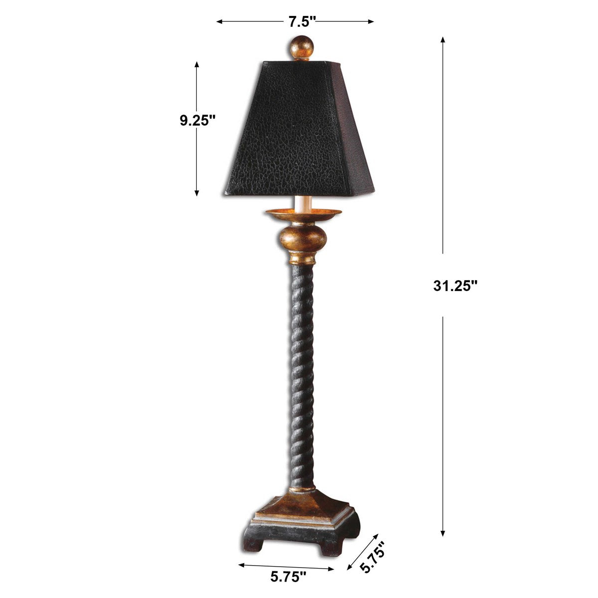 Uttermost Bellcord Buffet Lamp With Antiqued Black Crackle Shade - Image 3