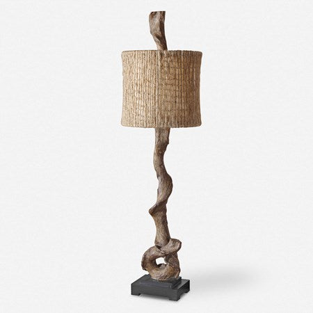 Uttermost Driftwood Rustic Modern Buffet Lamp With Burlap Shade - Image 1