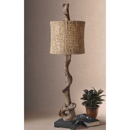 Uttermost Driftwood Rustic Modern Buffet Lamp With Burlap Shade - Image 2
