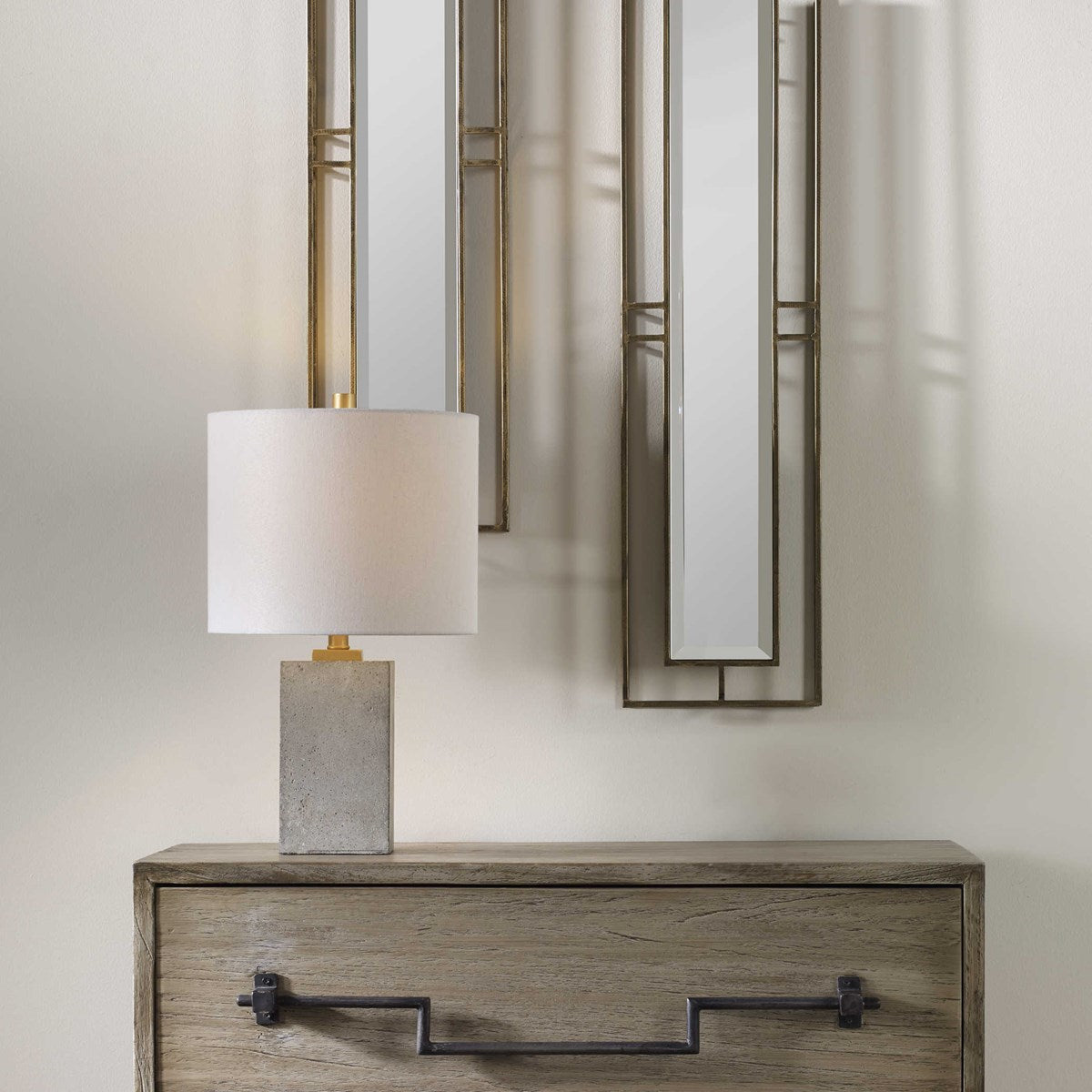 Uttermost Drexel Stained Concrete Accent Lamp With White Linen Shade - Image 2