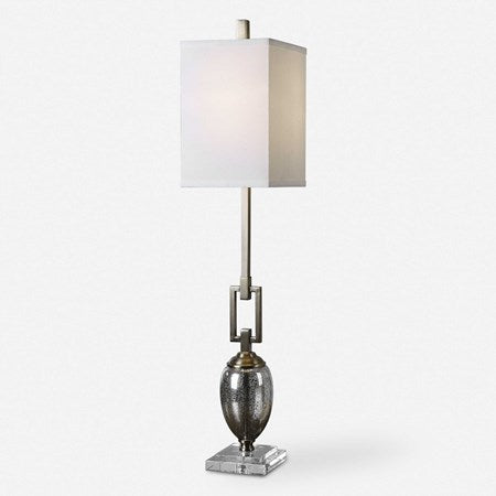 Uttermost Copeland Mercury Glass Buffet Lamp With Off-White Linen Shade - Image 2