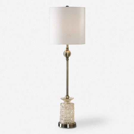 Uttermost Flaviana Champagne Glass Buffet Lamp With White Linen Shade - Image 2