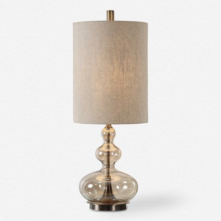 Uttermost Formoso Amber Glass Buffet Lamp With Linen Shade - Image 2
