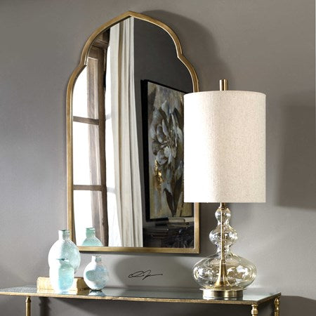 Uttermost Formoso Amber Glass Buffet Lamp With Linen Shade - Image 3