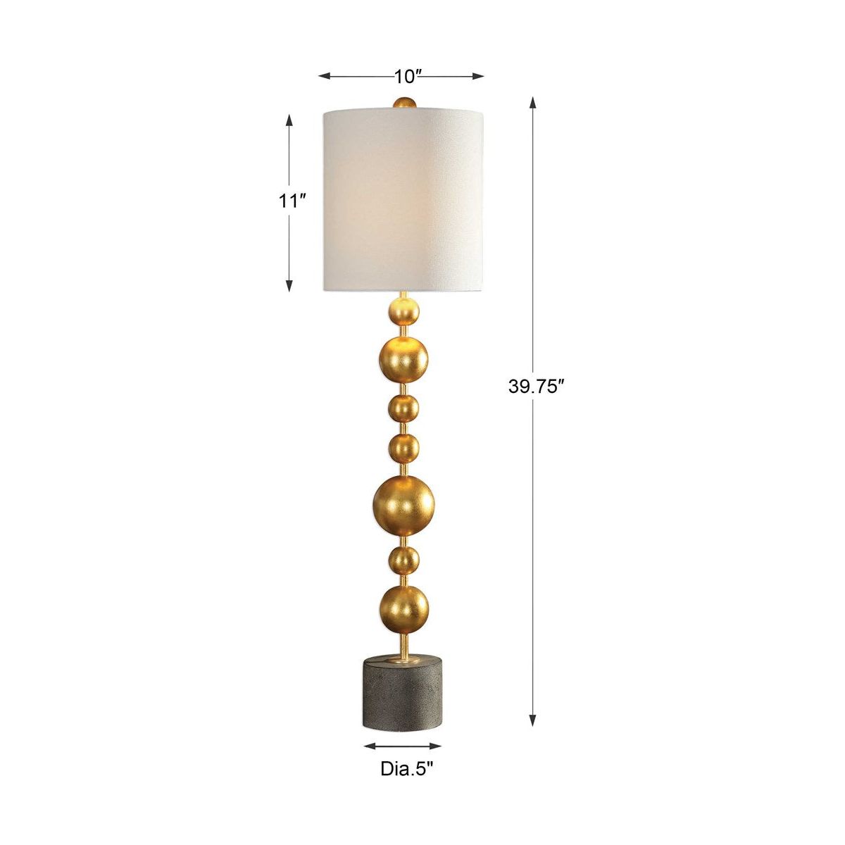 Uttermost Selim Metallic Gold Leaf Buffet Lamp With White Linen Shade - Image 3