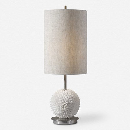 Uttermost Cascara Faux Seashells Sphere Buffet Lamp With Beige Linen Shade - Image 2