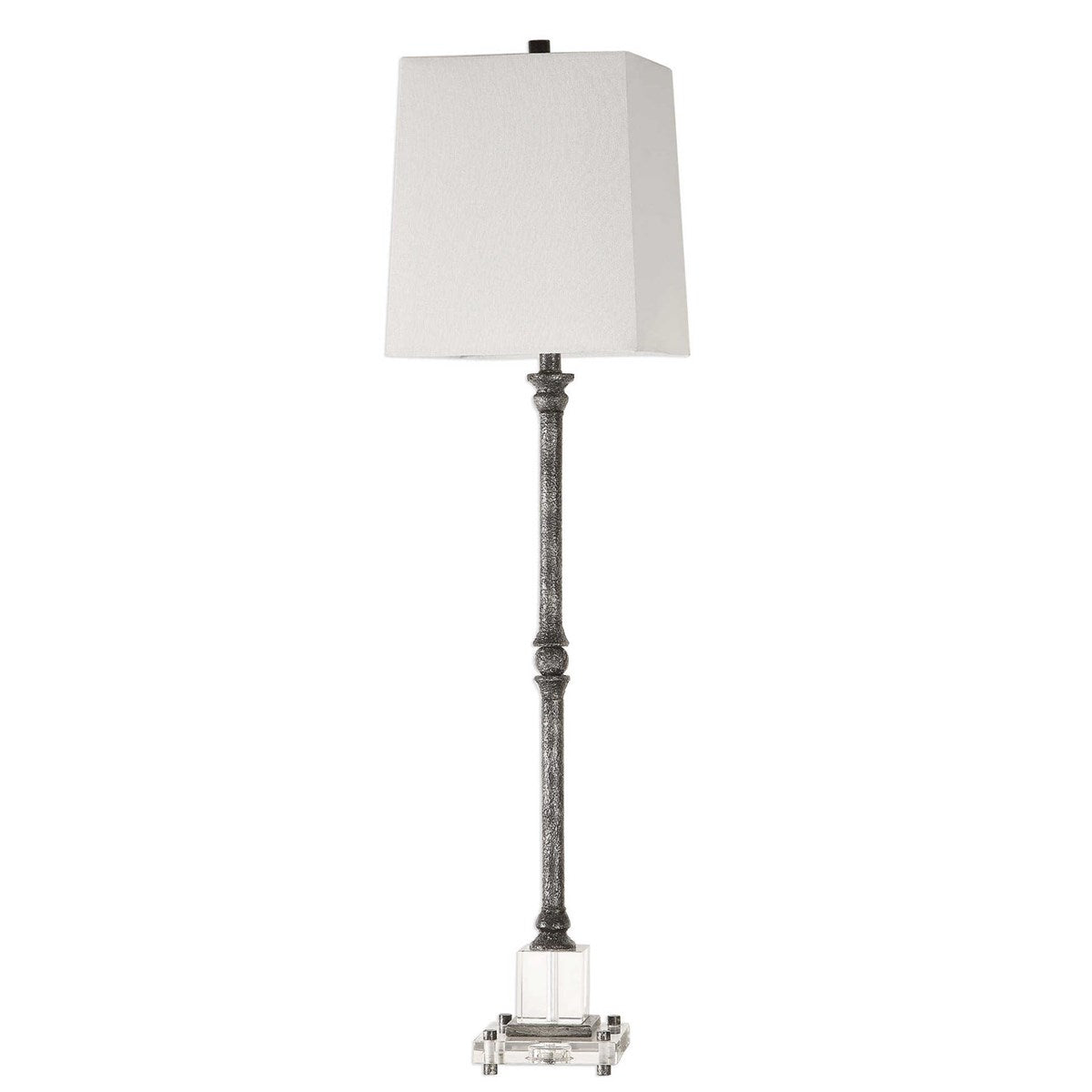 Uttermost Teala Aged Black Buffet Lamp With White Linen Shade - Image 2