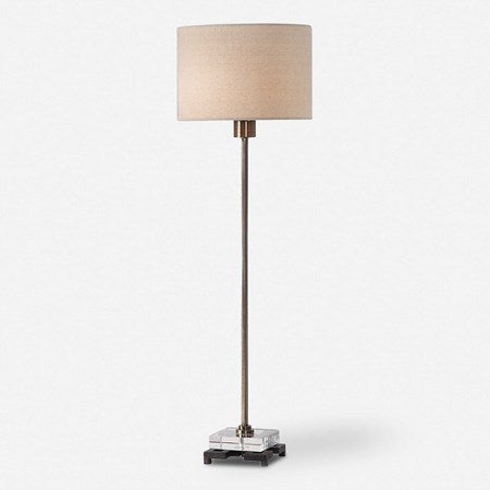 Uttermost Danyon Antiqued Brass Iron Table Lamp With Beige Linen Shade - Image 3