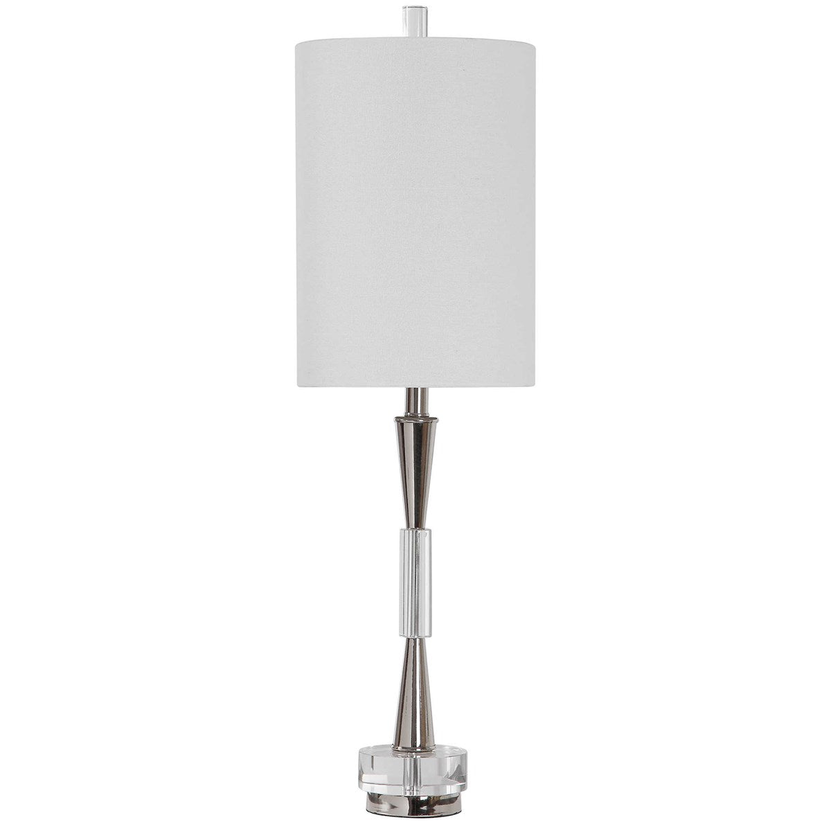 Uttermost Azaria Polished Nickel and Crystal Buffet Lamp With White Linen Shade - Image 3