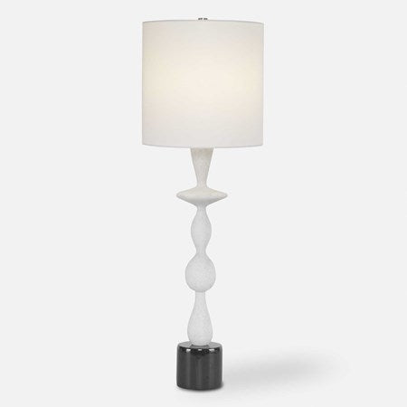 Uttermost Inverse Ivory and Black Stone Table Lamp With White Shade - Image 2