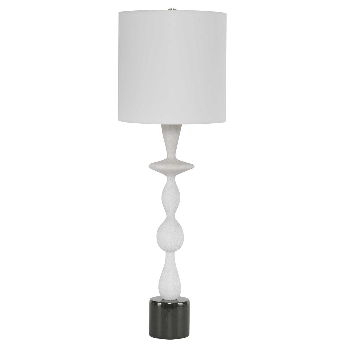 Uttermost Inverse Ivory and Black Stone Table Lamp With White Shade - Image 3