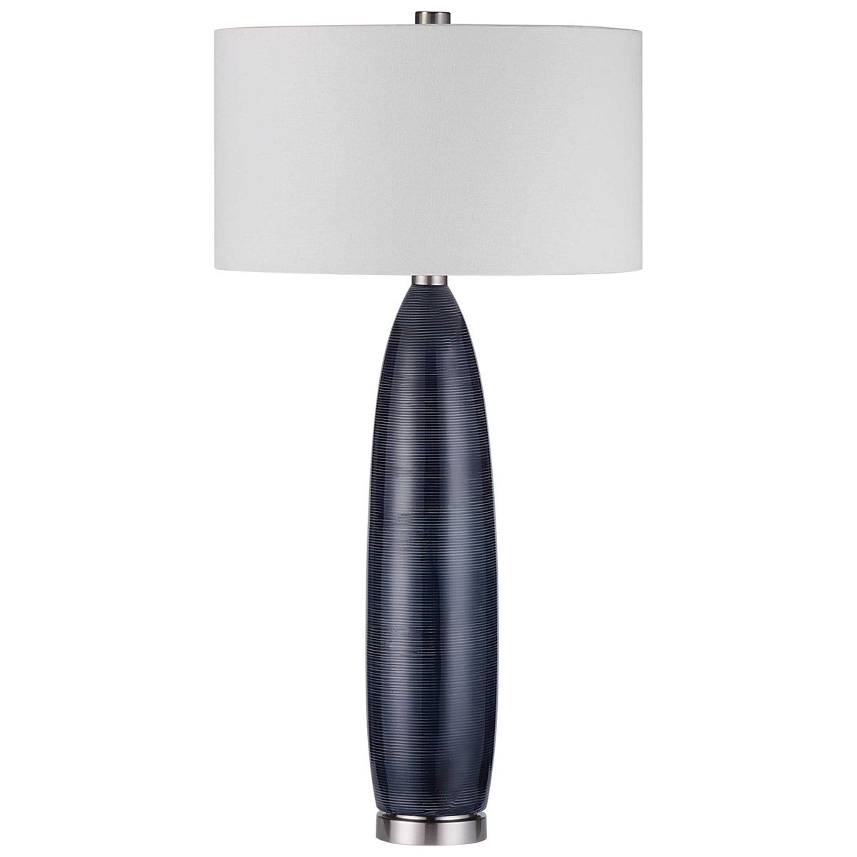 Uttermost Cullen Blue Gray Glazed Ceramic Table Lamp With White Linen Shaden - Image 3