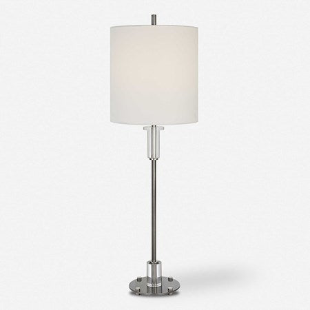 Uttermost Aurelia Polished Nickel Buffet Lamp With White Linen Shade - Image 3