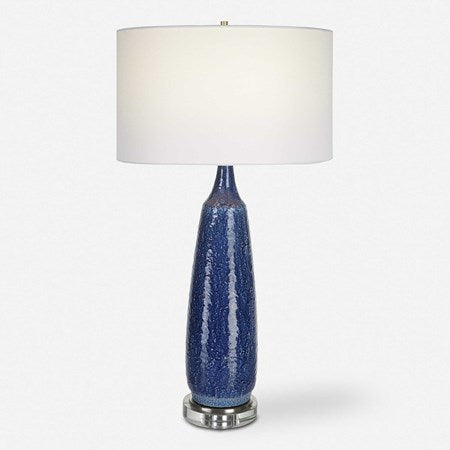 Uttermost Newport Cobalt Blue Glazed Ceramic Table Lamp With White Linen Shade - Image 2